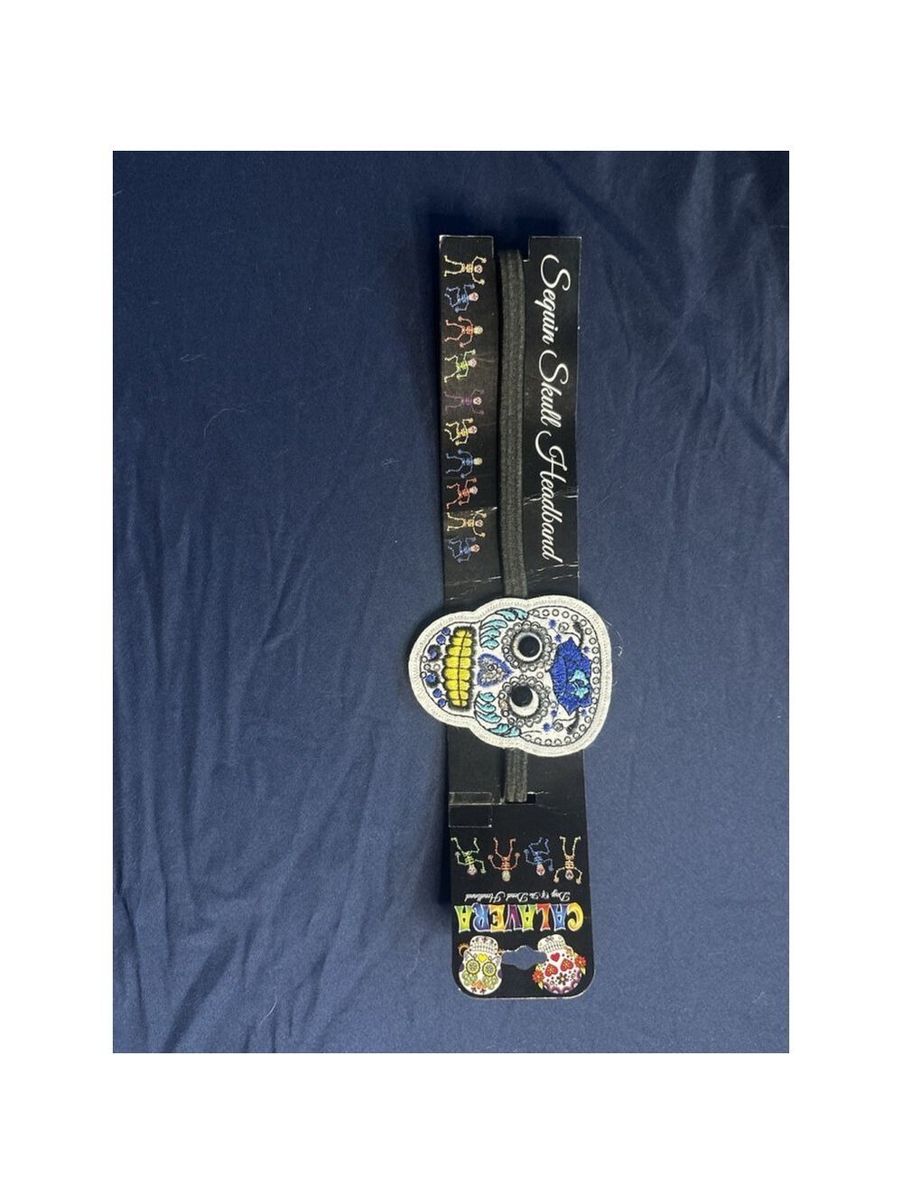 Calavera Blue Yellow Embroidered Sequin New